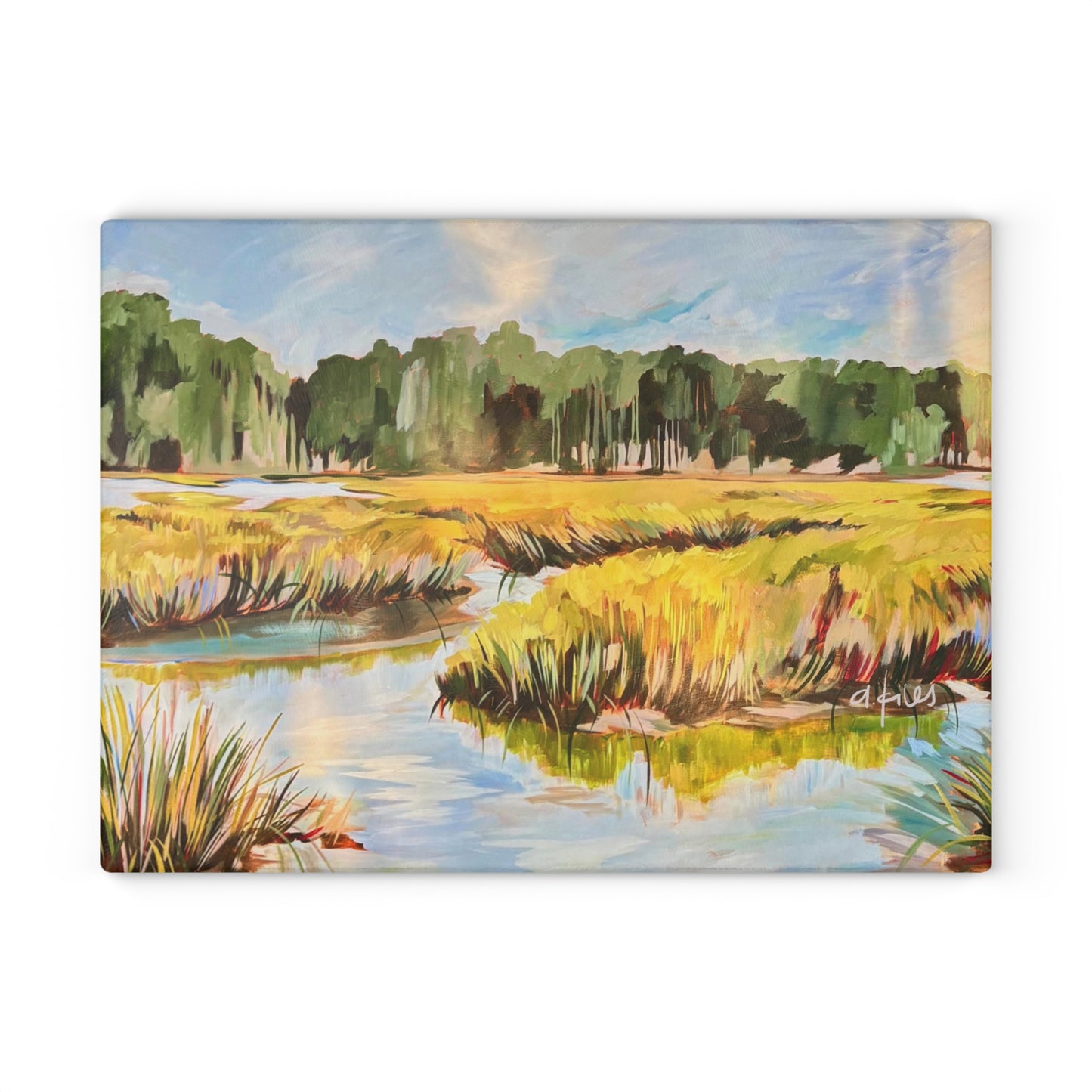 Fresh Marshscape Glass Cutting Board